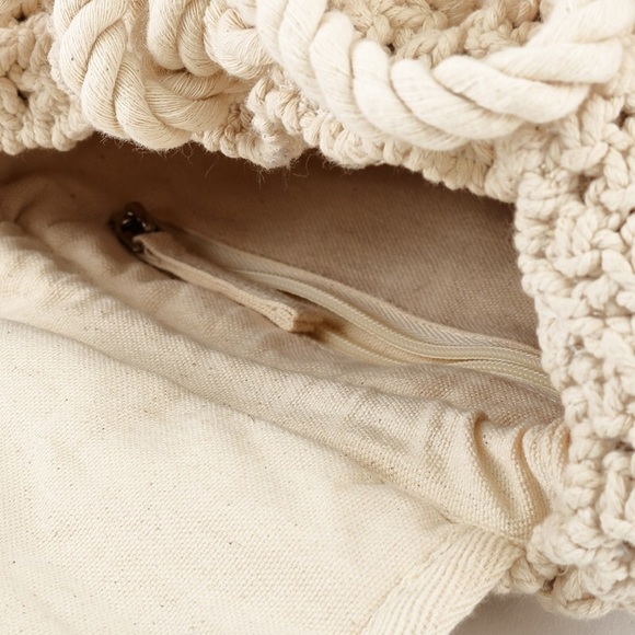 1 Left Crochet Cotton Boho Backpack w/Tassels - Picture 6 of 8